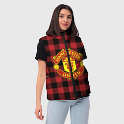 Женский жилет Манчестер Юнайтед фон в клетку, цвет: 3D-красный — фото 2