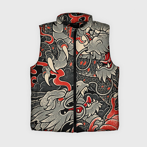 Женский жилет Китайский Дракон, China Dragon / 3D-Черный – фото 1