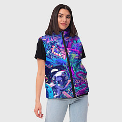 Женский жилет Неоновые Звери, цвет: 3D-светло-серый — фото 2