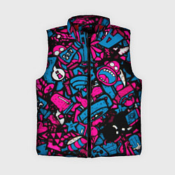 Женский жилет Мультяшные кислотные картинки, цвет: 3D-красный