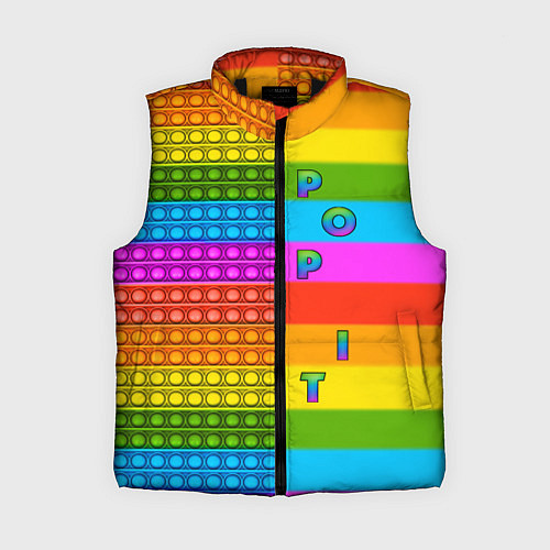 Женский жилет POP it вертикальная надпись / 3D-Черный – фото 1