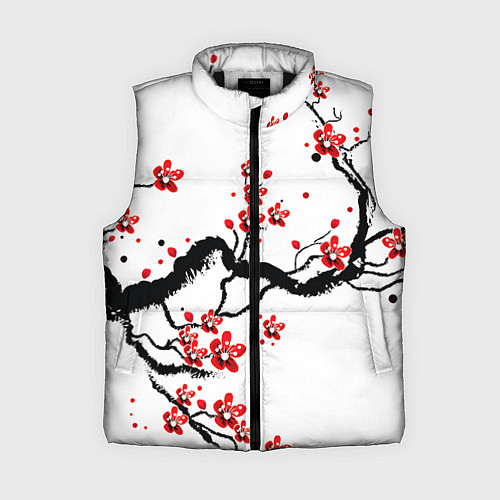 Женский жилет САКУРА ЦВЕТЁТ И БЛАГАУХАЕТ / 3D-Черный – фото 1