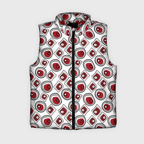 Женский жилет Красно черный узор на белом / 3D-Красный – фото 1