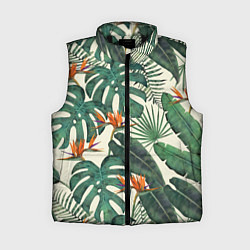 Женский жилет Тропический паттерн, цвет: 3D-черный