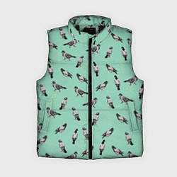 Женский жилет Голуби на зеленом