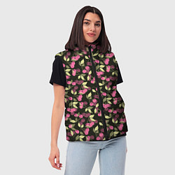 Женский жилет Вишневый узор, цвет: 3D-красный — фото 2