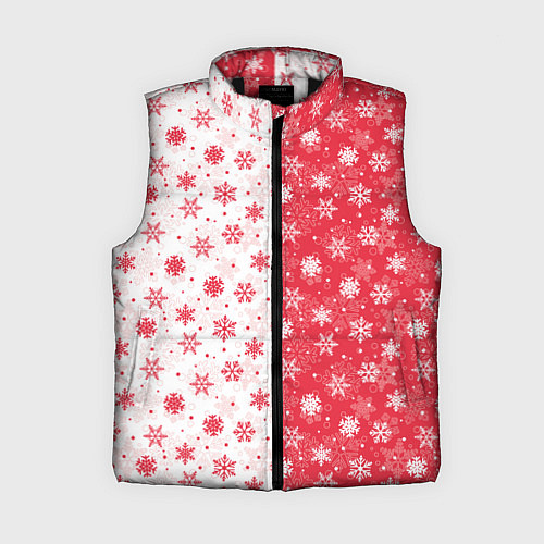 Женский жилет Снежинки - новогодние узоры / 3D-Черный – фото 1