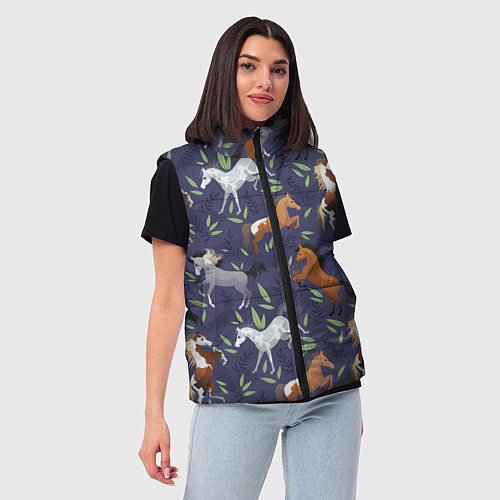 Женский жилет Лошадки узор / 3D-Красный – фото 3