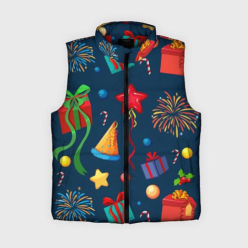 Женский жилет Новогодний Паттерн! / 3D-Красный – фото 1