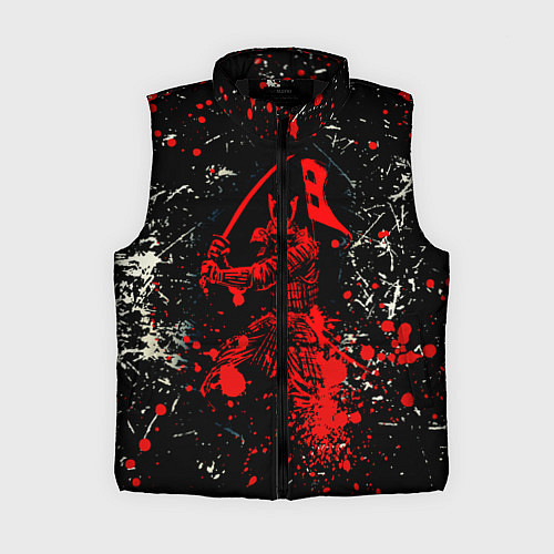 Женский жилет Красный Японский Самурай Samurai / 3D-Черный – фото 1