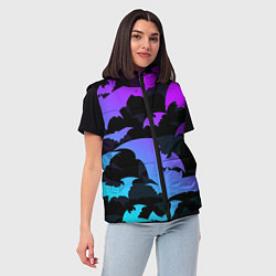 Женский жилет ЛЕТУЧИЕ МЫШИ ХЕЛЛОУИН НЕОН HALLOWEEN NEON, цвет: 3D-светло-серый — фото 2