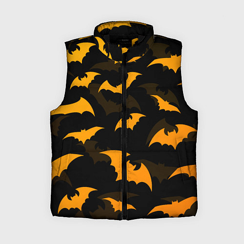 Женский жилет ЛЕТУЧИЕ МЫШИ НОЧЬ ХЕЛЛОУИН HALLOWEEN NIGHT BATS / 3D-Черный – фото 1