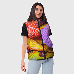 Женский жилет Разноцветные ракушки multicolored seashells, цвет: 3D-красный — фото 2