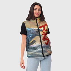 Женский жилет ГОДЗИЛЛА АТАКУЕТ!, цвет: 3D-черный — фото 2