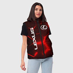 Женский жилет ЛЕКСУС КРАСНЫЕ 3Д ПЛИТЫ, цвет: 3D-черный — фото 2