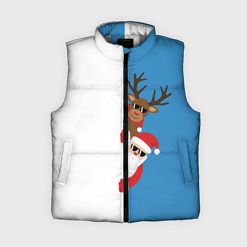 Женский жилет Крутые Санта и Олень / 3D-Светло-серый – фото 1
