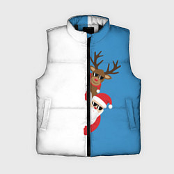 Женский жилет Крутые Санта и Олень, цвет: 3D-черный