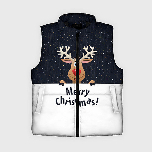 Женский жилет Новогодний Оленёнок Рудольф / 3D-Черный – фото 1
