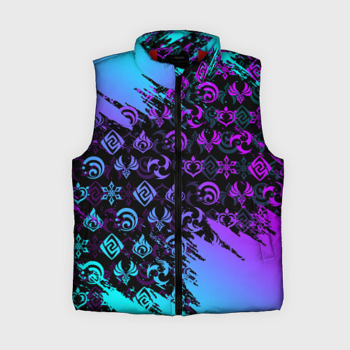 Женский жилет GENSHIN NEON PATTERN SYMBOL НЕОН ЭМБЛЕМЫ / 3D-Красный – фото 1