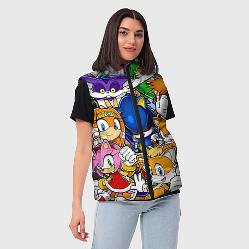 Женский жилет КИБЕР СОНИК CYBER SONIC ROBOT / 3D-Красный – фото 3