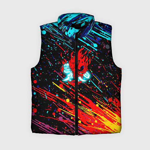 Женский жилет Cyberpunk 2077 Цветные брызги / 3D-Черный – фото 1