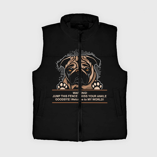 Женский жилет Собака Мопс / 3D-Черный – фото 1