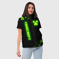Женский жилет MINECRAFT NEON LOGO CREEPER, цвет: 3D-светло-серый — фото 2