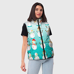 Женский жилет Веселые снеговички узор, цвет: 3D-красный — фото 2