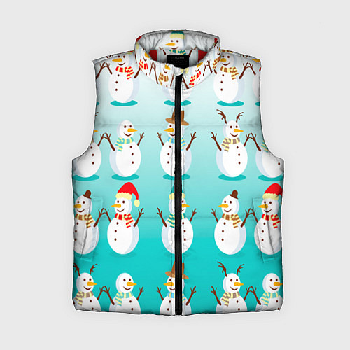 Женский жилет Веселые снеговички узор / 3D-Красный – фото 1
