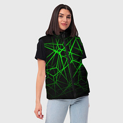 Женский жилет ЯДОВИТЫЕ ЛИНИИ ЗЕЛЕНЫЙ ГЕОМЕТРИЯ, цвет: 3D-красный — фото 2
