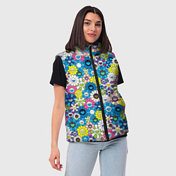 Женский жилет Takashi Murakami Улыбающиеся цветы, цвет: 3D-черный — фото 2