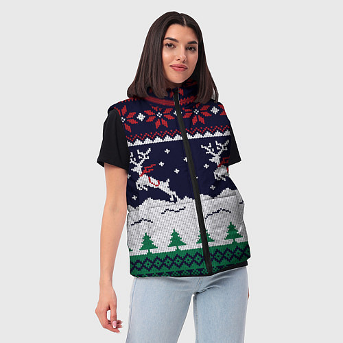 Женский жилет СВИТЕР С ОЛЕНЯМИ DEER SWEATER / 3D-Красный – фото 3
