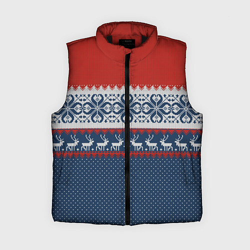 Женский жилет НОВОГОДНИЙ УЗОР С ОЛЕНЯМИ / 3D-Черный – фото 1