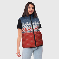 Женский жилет ВЯЗАНЫЙ УЗОР С ОЛЕНЯМИ, цвет: 3D-светло-серый — фото 2