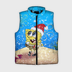 Женский жилет НОВОГОДНИЙ ГУБКА БОБ КВАДРАТНЫЕ ШТАНЫ, цвет: 3D-черный