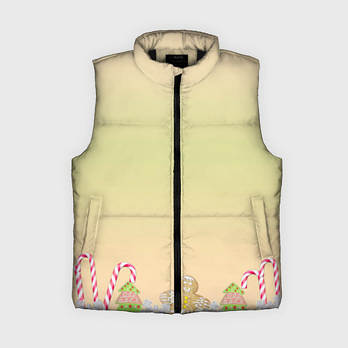 Женский жилет Рождество и Новый год: пряники карамель / 3D-Черный – фото 1