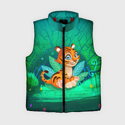 Женский жилет Тигр в большой кувшинке, цвет: 3D-красный
