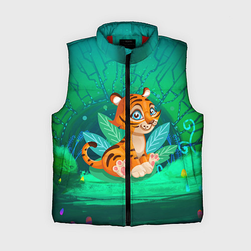 Женский жилет Тигр в большой кувшинке / 3D-Красный – фото 1
