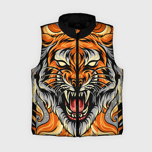 Женский жилет Символ года тигр в гневе / 3D-Черный – фото 1