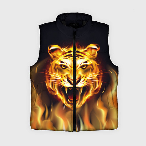 Женский жилет Тигр В Пламени / 3D-Черный – фото 1