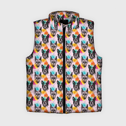 Женский жилет Собаки в красочном дизайне / 3D-Светло-серый – фото 1