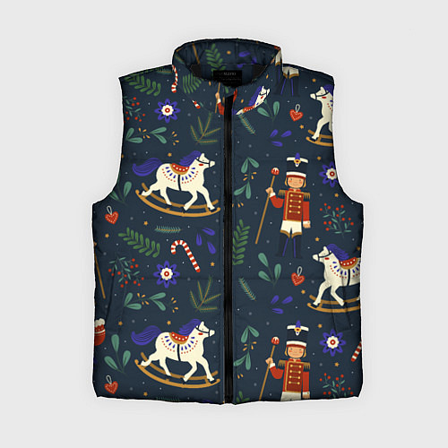 Женский жилет Щелкунчик паттерн с лошадкой / 3D-Черный – фото 1