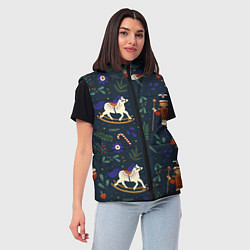 Женский жилет Щелкунчик паттерн с лошадкой, цвет: 3D-черный — фото 2