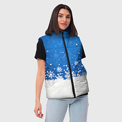 Женский жилет Снежинки - С Новым Годом, цвет: 3D-черный — фото 2