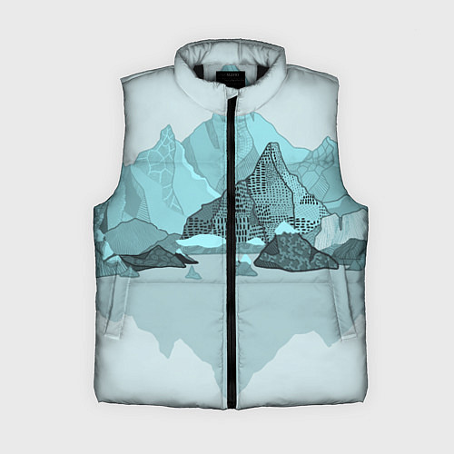Женский жилет Голубой горный пейзаж с темно-серыми тенями / 3D-Черный – фото 1