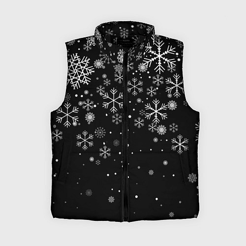 Женский жилет Снежинки - С Новый год / 3D-Черный – фото 1