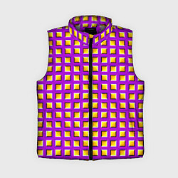 Женский жилет Фиолетовый Фон с Желтыми Квадратами Иллюзия Движен