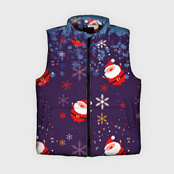 Женский жилет Дед Мороз в снежинках, цвет: 3D-черный