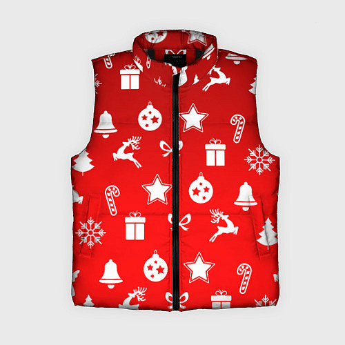 Женский жилет Новогодний узор красный градиент / 3D-Черный – фото 1