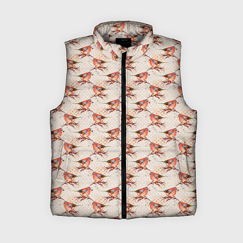 Женский жилет Зима снегири / 3D-Светло-серый – фото 1